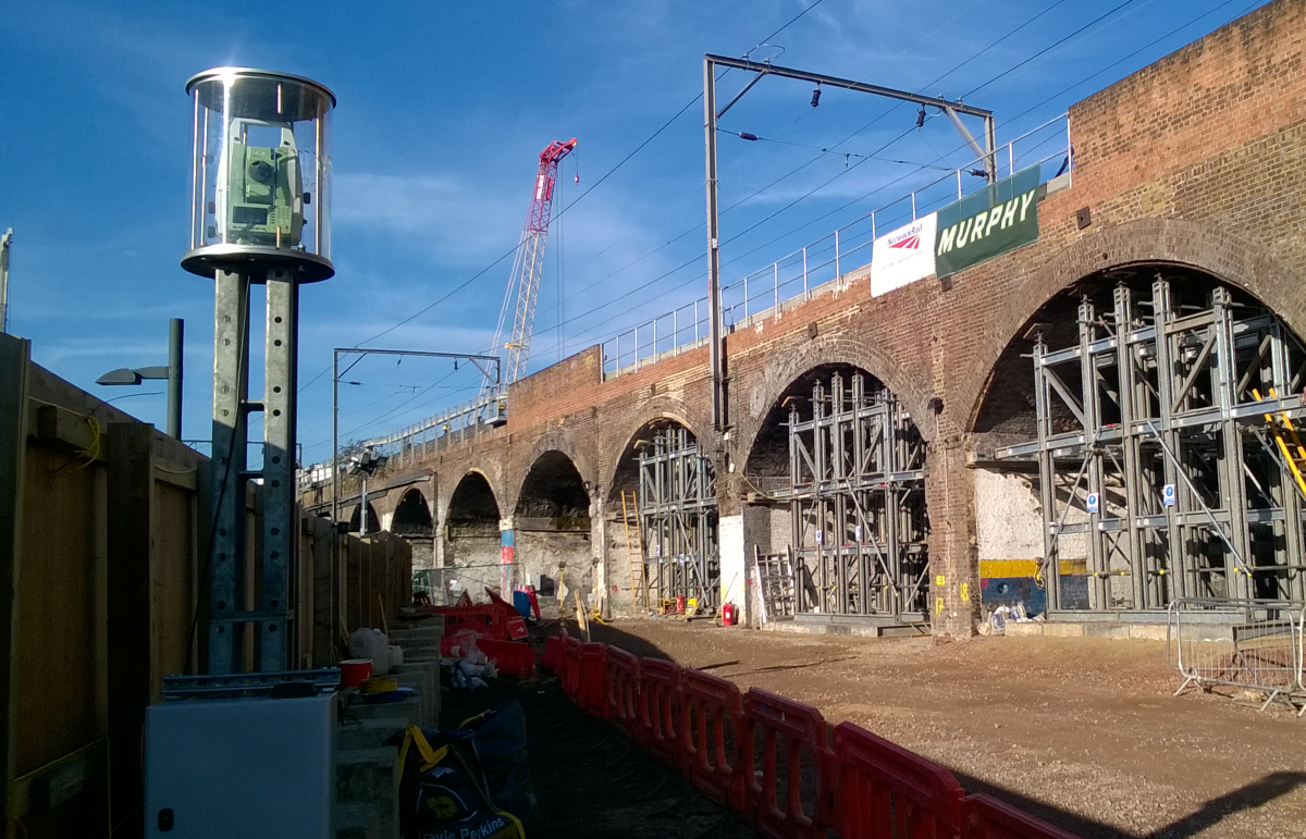 MH International structural monitoring total station and rail bridge