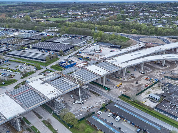 Arial view complex road structure