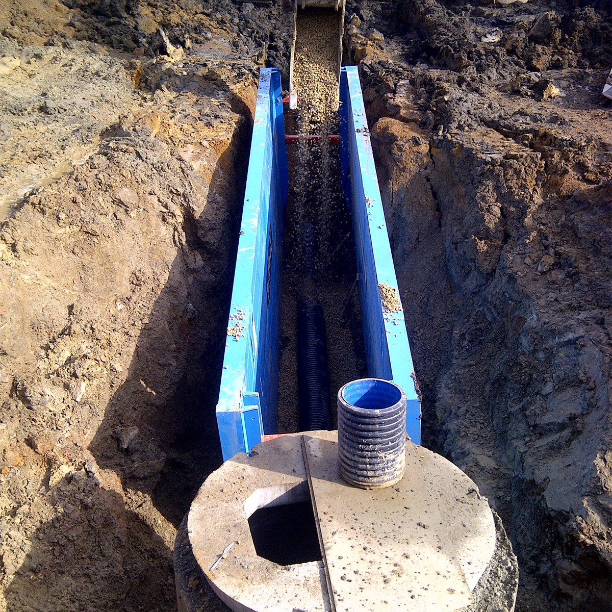 MH International aluminium trench shield in the ground