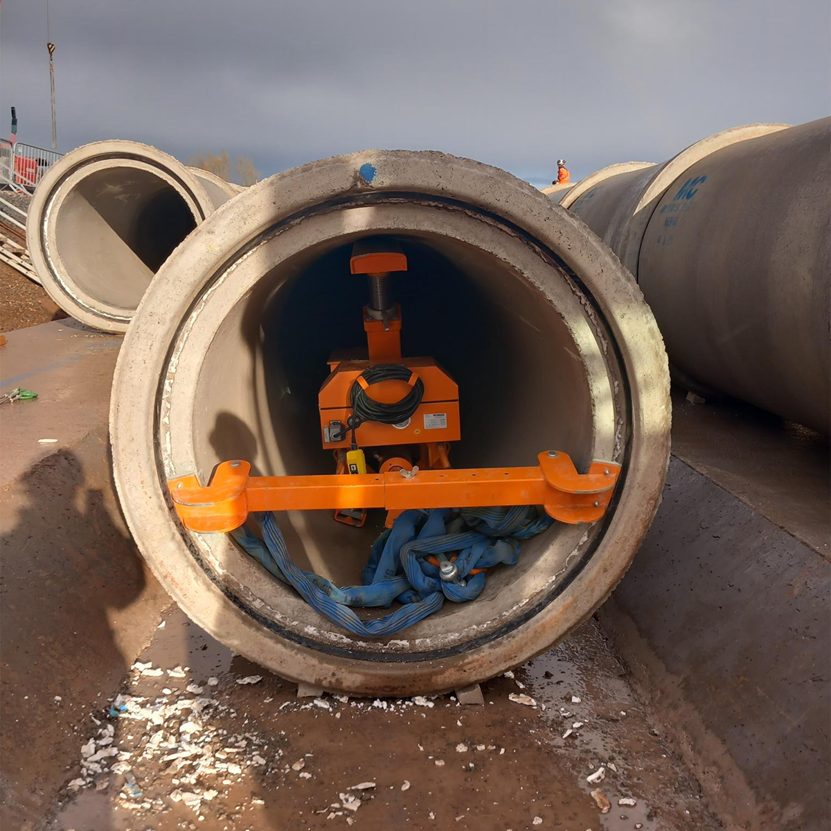 MH International culvert puller on site