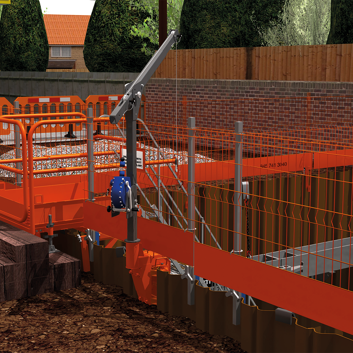 MH International excavation fall arrest and rescue system on site