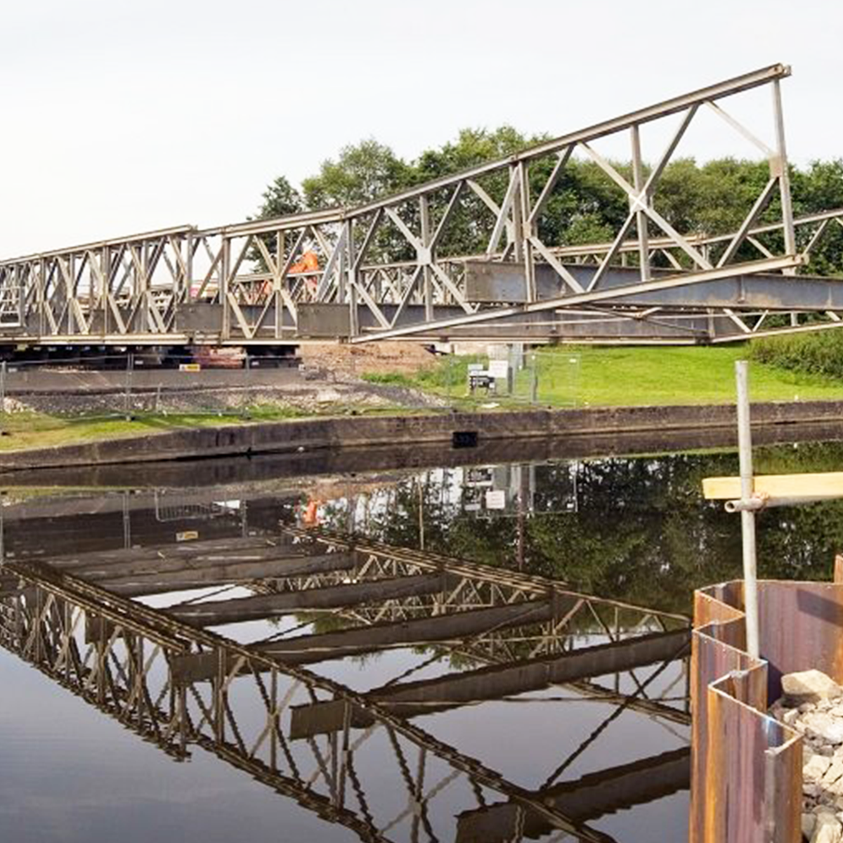 MH International MU bridge on site over water