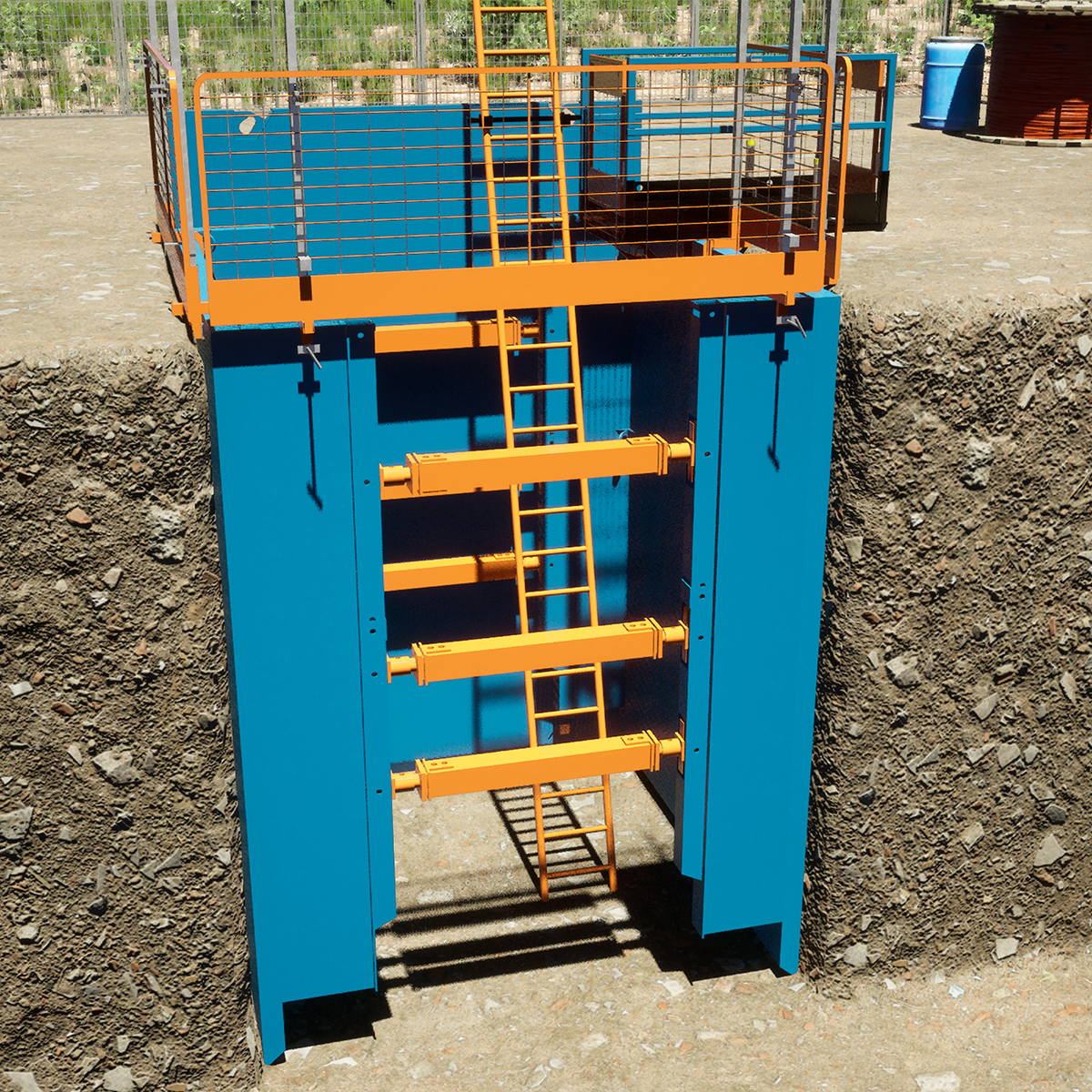 MH International manhole box in the ground