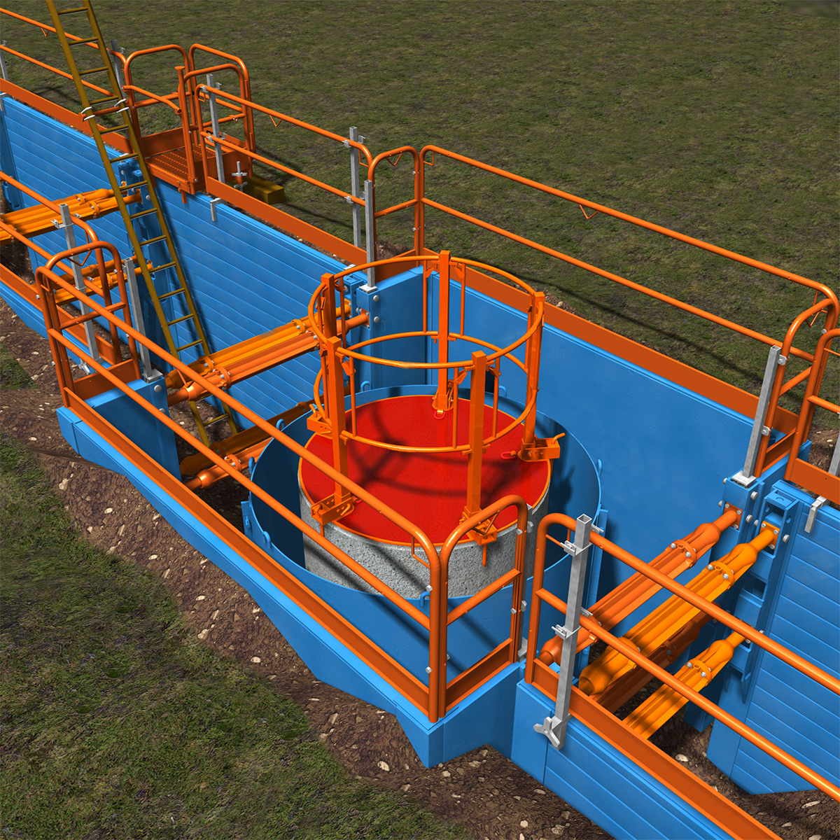 MH International manhole safety platform in the ground