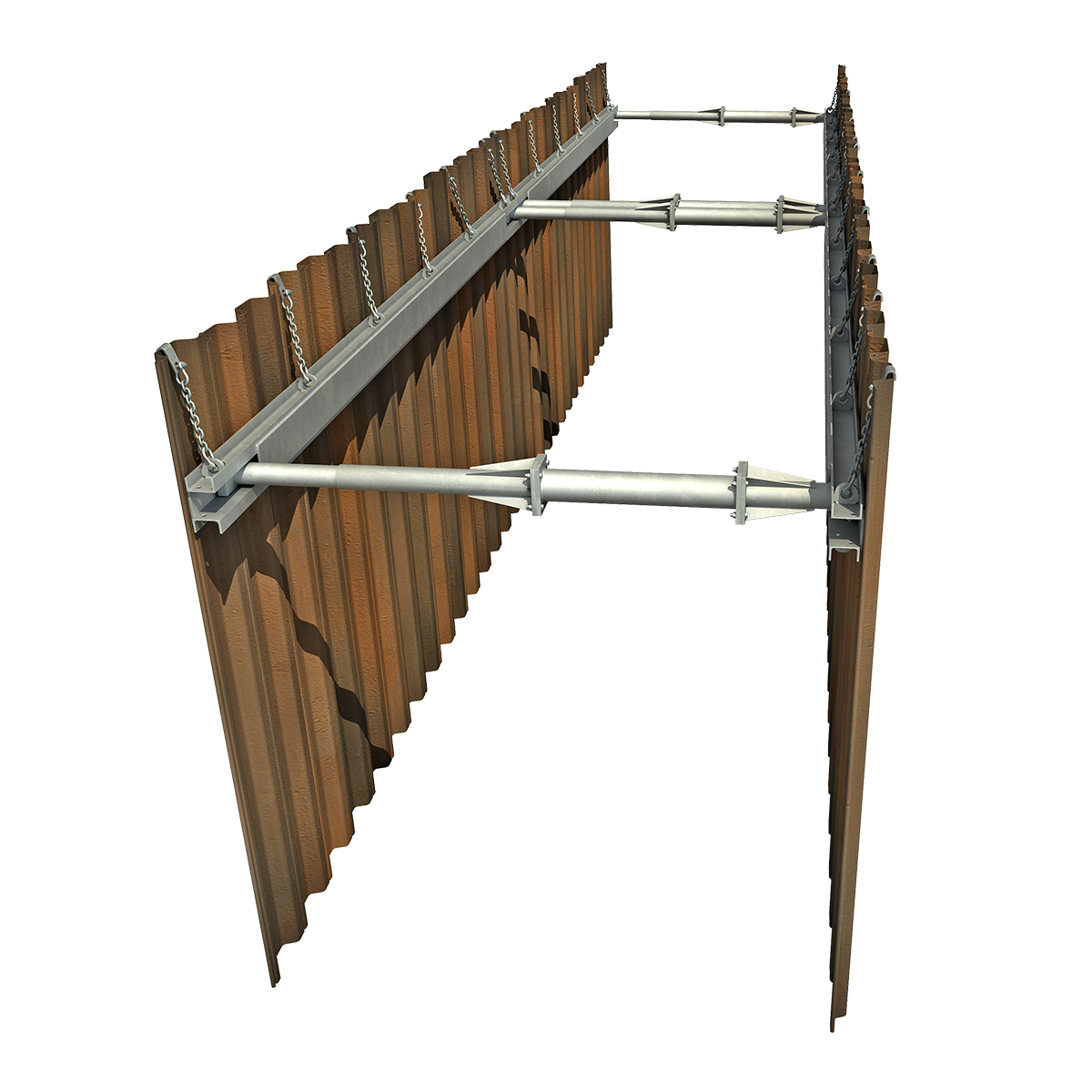 MH International steel waler frame in situe