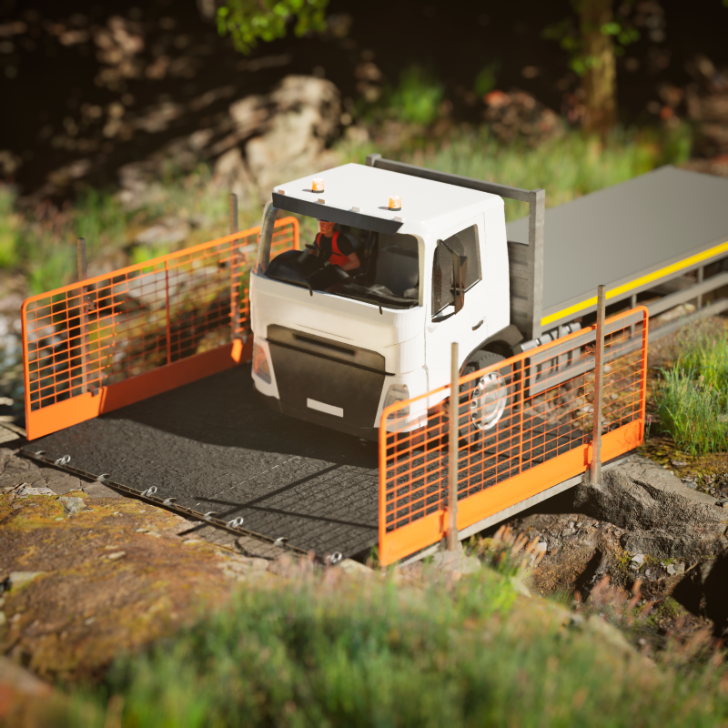 MH International trench crossing unit with lorry driving over it