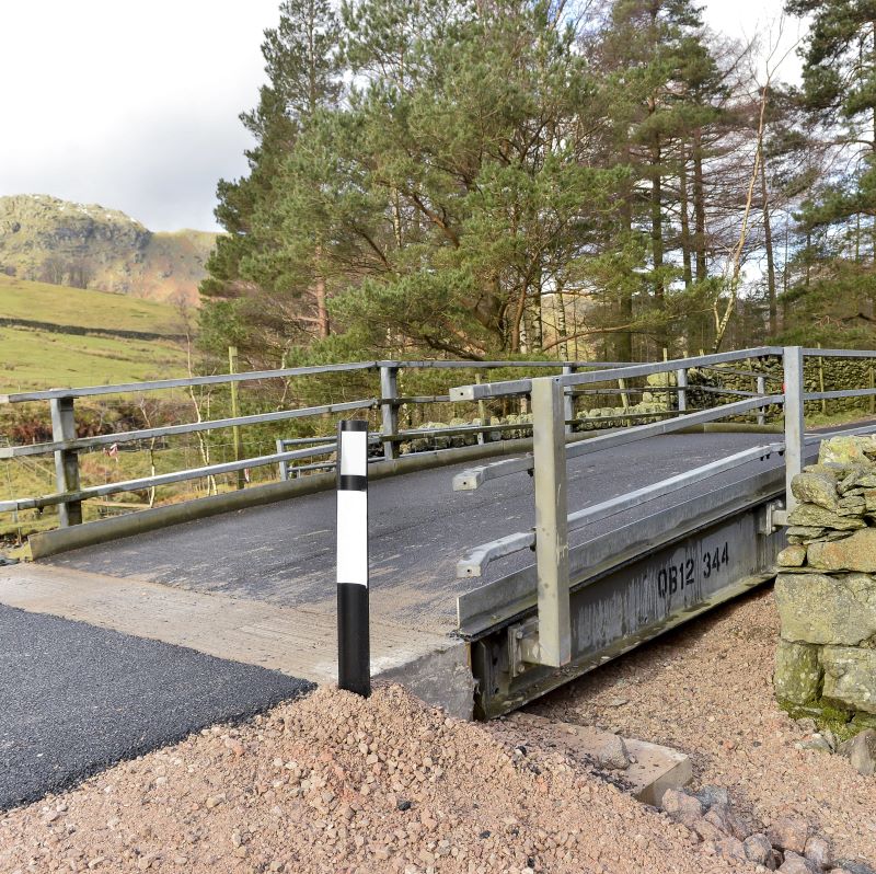 MH International vehicle beam bridge on site in rural cumbria