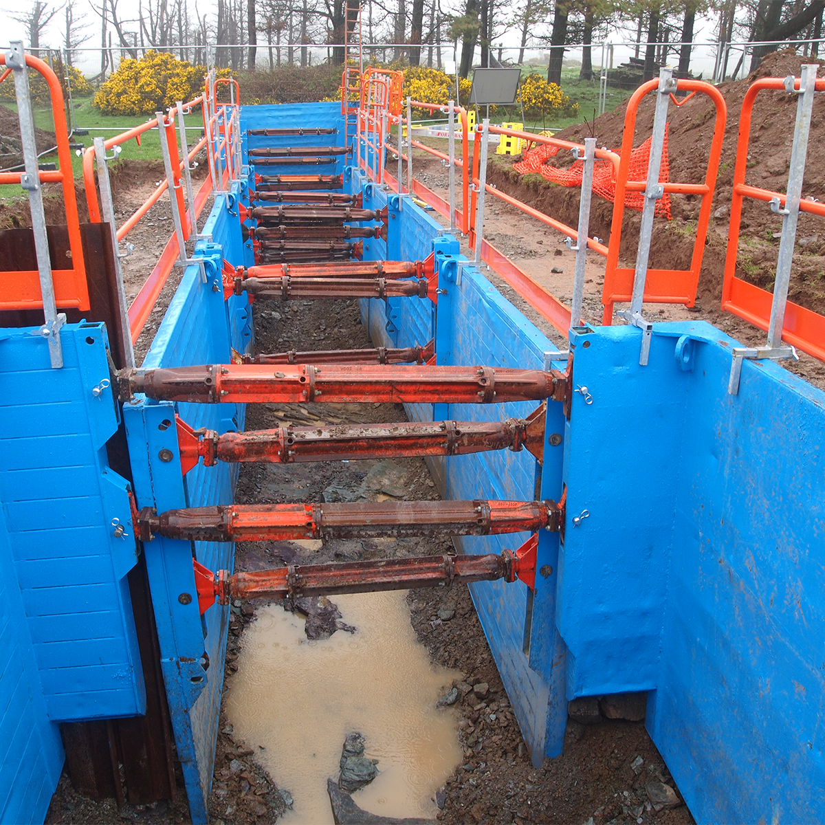 MH International trench box on site in the ground