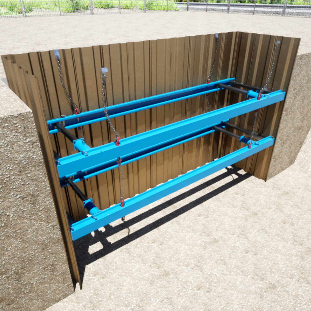 MH International aluminium waler lightweight shoring on site