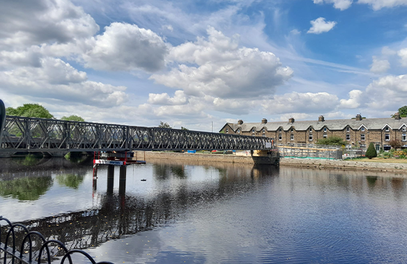 Temporary bridge utilised during refurbishments to 13th century listed bridge