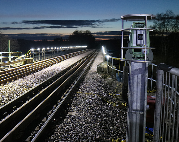 MH International rail monitoring using total station