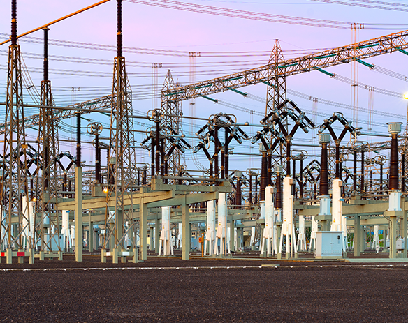 Substation at dusk